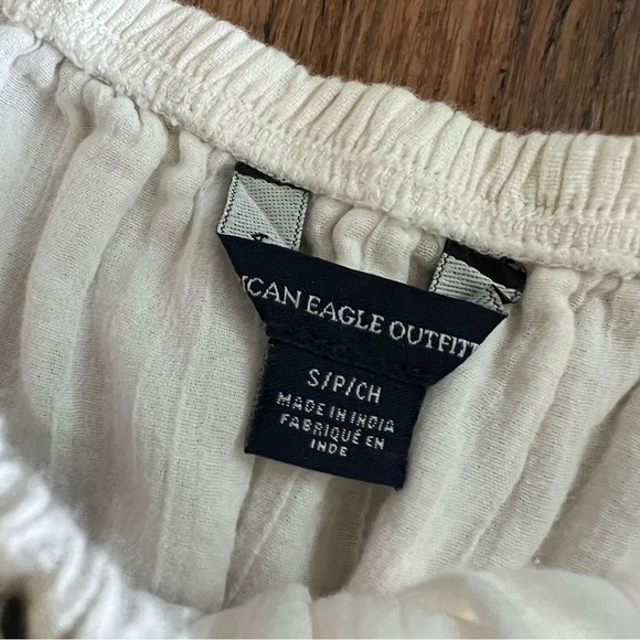 American Eagle Embroidered Crop Top Off Shoulder Festival Boho Small White - Picture 5 of 10